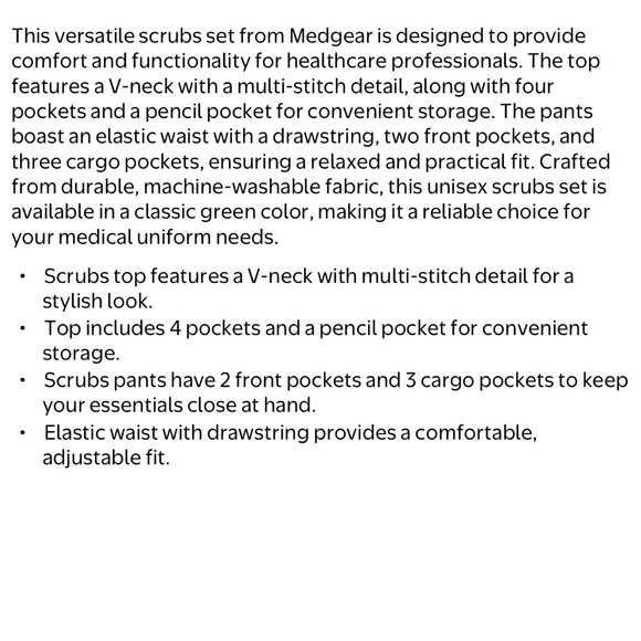 Medgear Unisex Scrub Set Top and Pants in Pewter Gray Size 2XL New With Tags - Picture 5 of 6